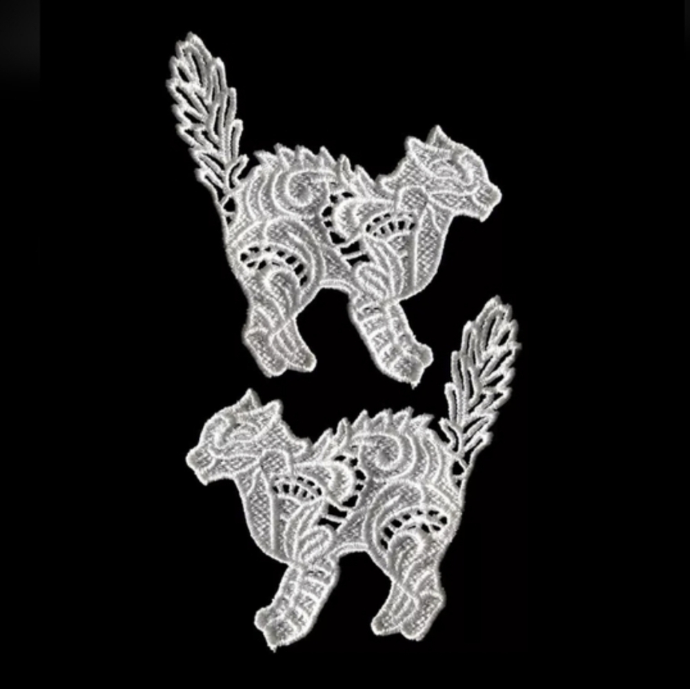 🐈‍⬛ White Scaredy-Cats Silouette Lace Patch Set